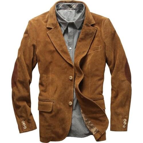 Genuine cow skin leather jacket mens cowhide casual British stylish leather blazer high-quality men costume