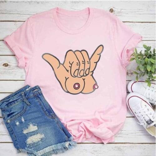 Camisetas De Verano Con Estampado De Pecho Para Mujer, Camiseta Con Cuello Redondo, Harajuku, Camiseta Estampada De Manga Corta