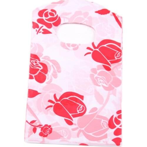 Small Plastic Red Rose Gift Bags Wholesale 50pcs/Lot 9*15cm Favor Party Sweets Candy Packaging