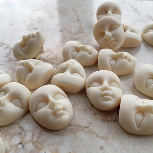 10Pcs Mini Masks Resin Mask Flatback Cabochon Beige Girl Face Flatback Scrapbooking Diy Hair Bow Center Crafts Making