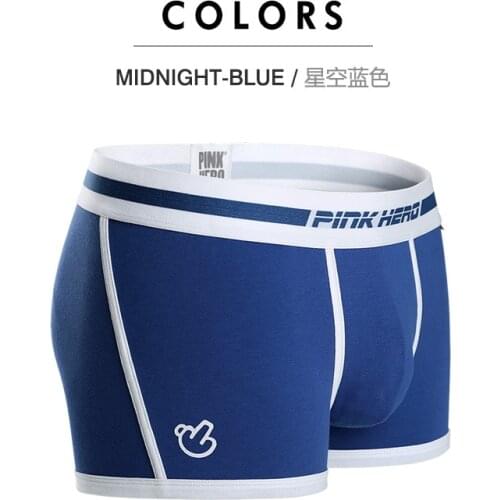 Pink Hero Brand Sexy Man Underwear Mens Cotton Underpants Fashion Patchwork Design Breathable Male U Convex Panties Shorts