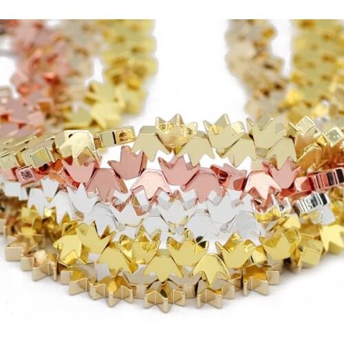 Natural Stone Rose Gold Silvers Crown Hematite Spacer 8X6MM Charm Loose Beads For Jewelry Making DIY Bracelets Accessories