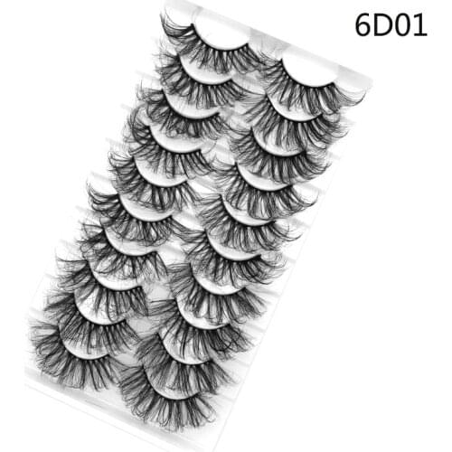 6D Mink Lashes 10 Pairs Natural False Eyelashes Fluffy Soft Wispy Volume Dramatic Long Cross Eyelash Extension Makeup