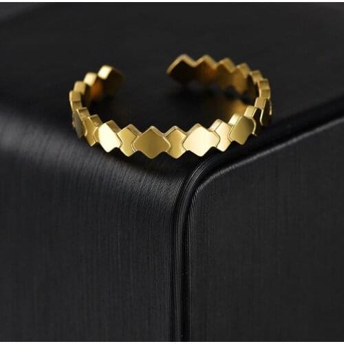 New Gold Stainless Steel Rings for Women Adjustable Ring Geometric Finger Ring Minimalist Jewelry bague femme acier inoxydable