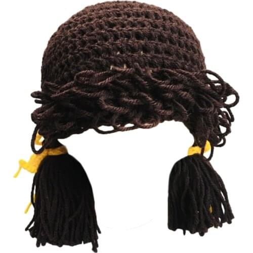 Newborn Photography Posing Props Knitted Crochet Hat Baby Infants Braided Beanies Cap Photo Shooting Accessories D0AF