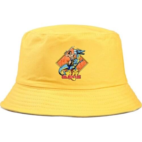 Golden Axe print Bucket Hats men women fishing cap casual out sunscreen Fisherman Panama Hip Hop Cap