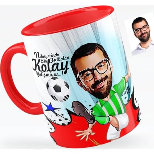 Personalized Mr Football Player Green White Caricature Of Red Mug Cup-1