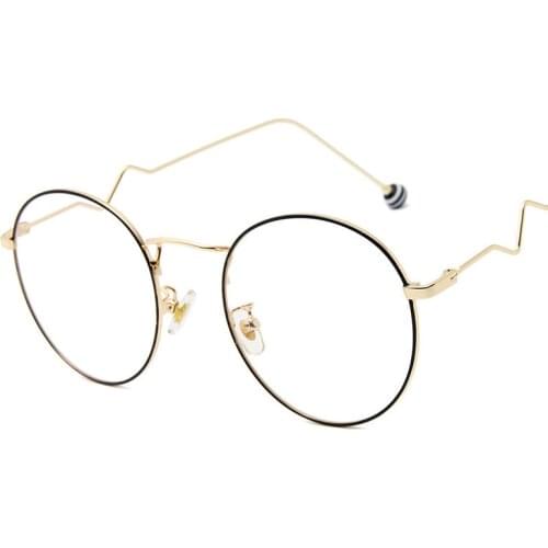 Hot Round Computer Glasses Women Metal Frame Eyeglasses Optical Glasses Students Blue Light Blocking Plain Eyewear Glasses