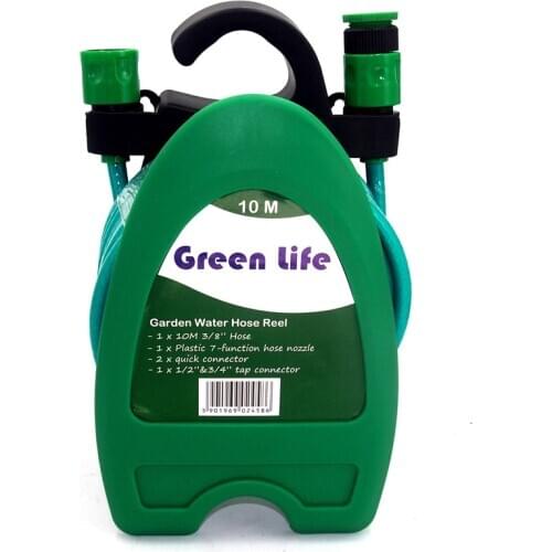 10M Water Pipe 32FT Mini Portable Water Hose Reel Garden Watering Car Washing Hose Pipe Storage Holder Kit