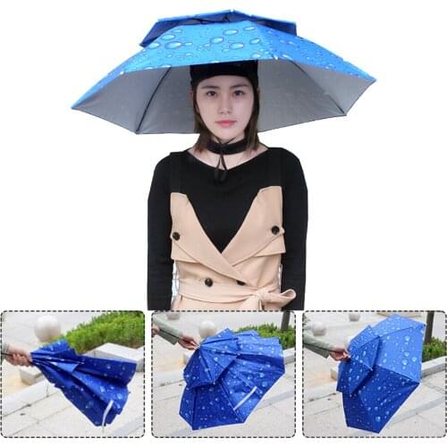 Portable Adjustable Fishing Sunshade Umbrella Hat for Camping Hiking Headwear Breathable Outdoor Parasol Fishing Tool