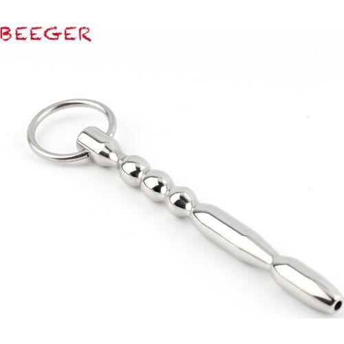 BEEGER Ripleys Stainless Steel Penis Plug, Hollow Shafted Cock Plug with Sensually Waved Shaft and Finished with Glans Ring
