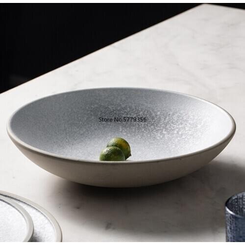 Simple and Creative Original Design Ceramic Noodle Bowl Single Large Shallow Bowl Consumer and Commercial Ceramic Bowl