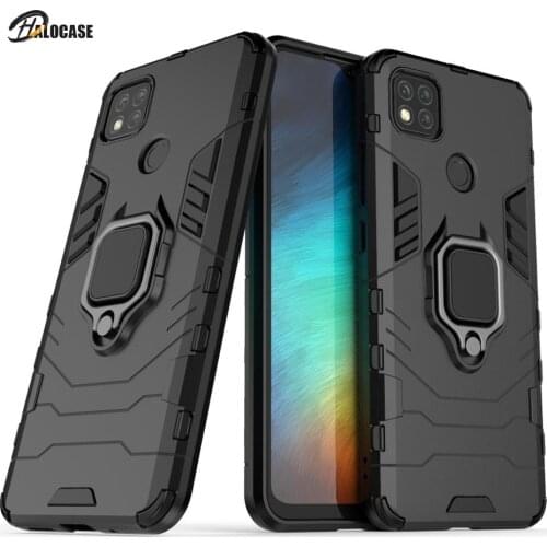 For Xiaomi Redmi 9 Case Shockproof Armor Car Ring Holder Stand Cover for Redmi 9A 9C Silicone Bumper Cases