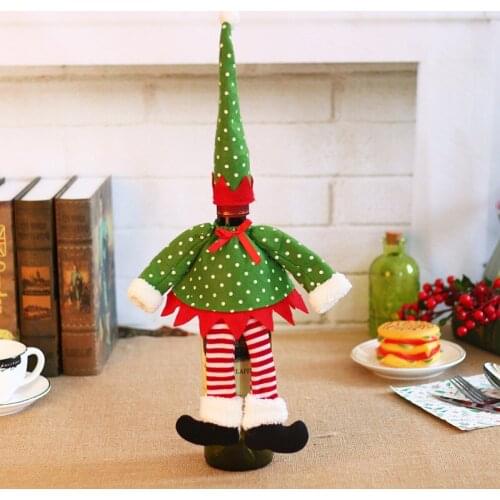 Christmas Wine Bottle Cover Decor For Home Party Dinner New Year Gift Mini Coat Lattice Bottle Bottle Bag Party Ornament 5z