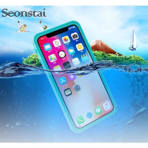 Seonstai IP68 Shock Drop Waterproof Case for IPHONE X Diving Underwater PC + Silicone Armor Cover For iPhoneX Skiing Back Cover