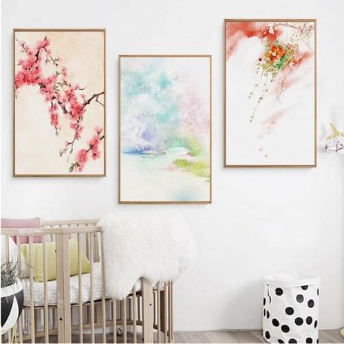 Nordic Simple Unframed Classical Landscape Flowers Home Decoration Posters Canvas Oil Prints Painting Wall Art Pictures For Room