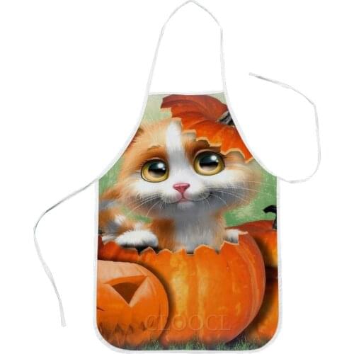 CLOOCL Halloween Theme Aprons Cute Cat Pumpkins 3D Print Halloween Polyester Kitchen Baking Aprons Festival Home Textil