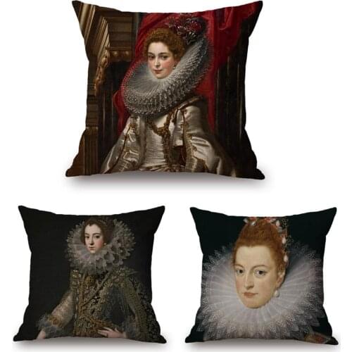 European Art Throw Pillow Cover Girl Lady Portrait Painting Cushion Case Good Quality 45X45cm For Room Sofa Decoration