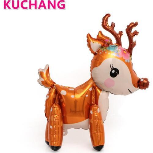 New 3D 60*51cm Cute Deer Helium Foil balloons Cartoon Elk Animal Balloon Baby Shower Birthday Wedding Party Decorations Supplies