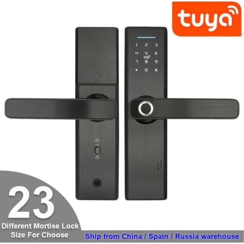 Wifi Tuya APP Electronic Door Lock Biometric Fingerprint 13.56mhz IC Card Password Mobile Phone Unlock Remotely Smart Home