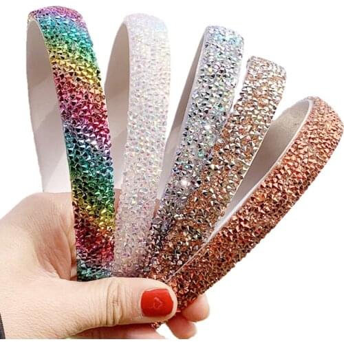 Colored Rhinestones Headbands For Women Diamond Hair Accessories Pearl Headband for Girls Crown Flower Hairbands Head Wrap