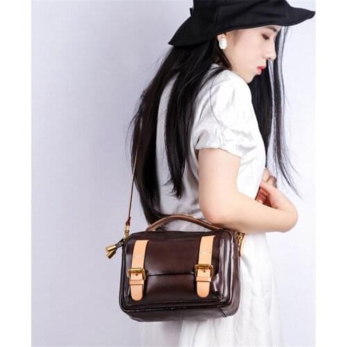 Small Square Bag Hot Sales Womens Handbag Vintage Genuine Leather Shoulder Messenger Bags Totes Ladies Simple Leisure Handbag