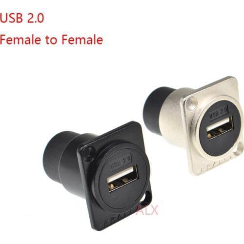 1PCS D type metal usb female socket module panel mounting holder adapter usb 2.0 female to female connector for 86 panel cannon