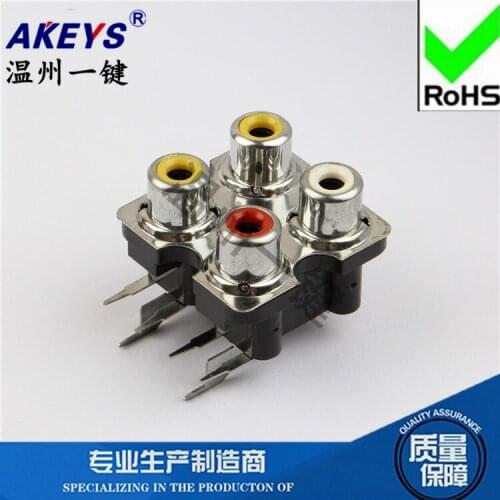 10pcs AV4-8.4-7D Same core socket 6 feet 4-hole RCA seat PCB welding type Audio video Lotus seat with shield
