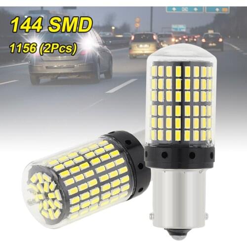 2pcs 3014 144SMD CanBus White Red Yellow Color BA15S 1156 P21W Led Bulb for Turn Signal Light Brake Light Daytime Running Light