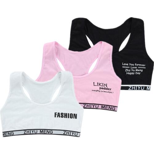 Girl Training Linen Soft Brassiere Bras Letter Children Topic Kids Underwear For Teenager 8-14Y