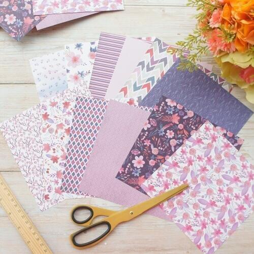 24 Sheets DIY 12 Style 15.2*15.2cm Purple Flower Theme Craft Paper Scrapbooking Creative Paper DIY Gift Use