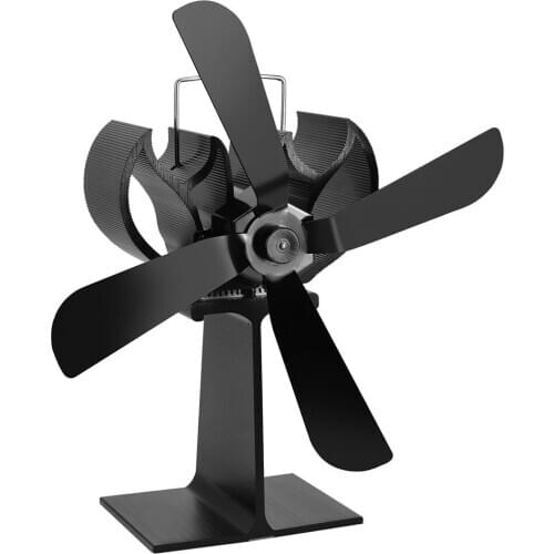 4 Blades Home Fireplace Fan Efficient Heat Distribution Black