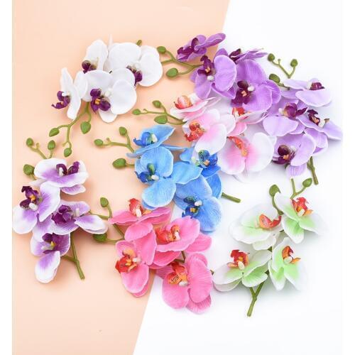 4pcs/bundle Home decoration accessories decorative flowers wreaths Silk Butterfly orchid vases for home decor artificial flowers