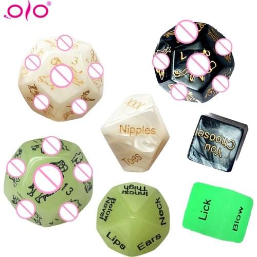 OLO 4Pcs Sex Toys For Couples Adult Games Funny Sex Glow Dice 12 Sides Sex Romance Love Humour Gambling Dice Bar Toy Couple Gift