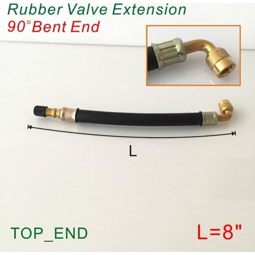 8" Long,90 Degree Bent End,Flexible Rubber Valve Extension,Work w/ Tire Valve Directly