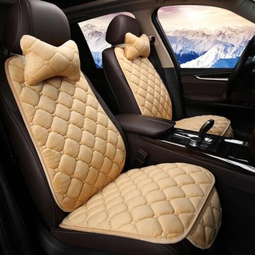 Car Seat Cover with Backrest and Pillow Breathable Plush Auto Seat Cushion Pads Chair Mats Full for Car Accessories Interior