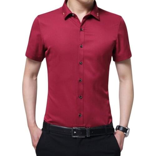 ZXT1342-C1079 Summer 2020 new men fashion trim pure color business casual short sleeve shirt cheap wholesale free shipping