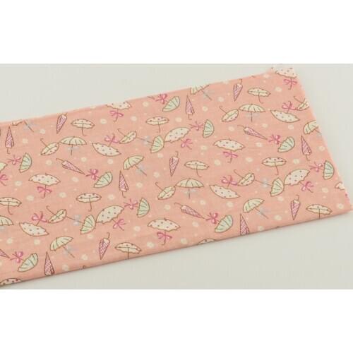 Booksew Printed Umbrella Designs 50cmx50cm Home Textile Tissue Pink Cotton Fabric Pre-cut Fat Quarter Tecido Quilting Fabric