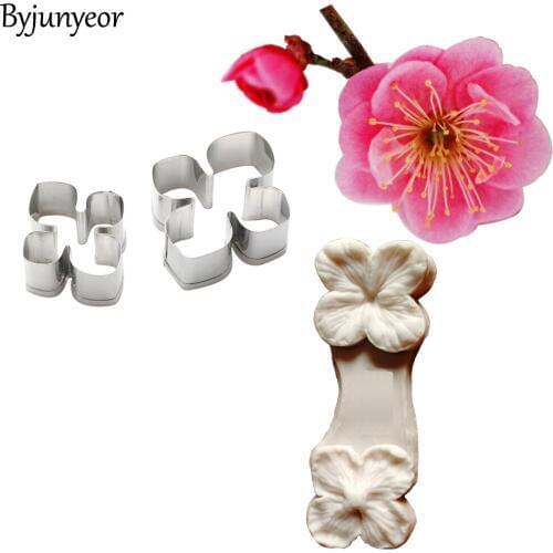 Cherry&Plum Blossom Flower Veiners Silicone Mold Fondant Gumpaste Clay Water Paper Cake Decorating Tools,Sugarcraft Cutter CS281