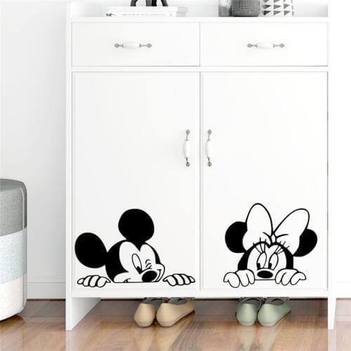Disney Mickey Minnie Mouse vinyl Wall Stickers for Kids Room Bedroom Accessories Living Room Home Decor cartoon Car DIY mural