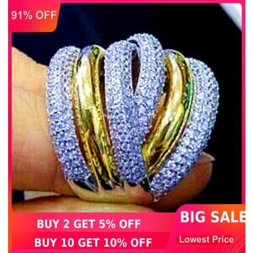 Choucong Eternity 236pcs Stone 5A Zircon stone 14KT White&Yellow Gold Filled Women Engagement Wedding Band Ring Sz 5-11