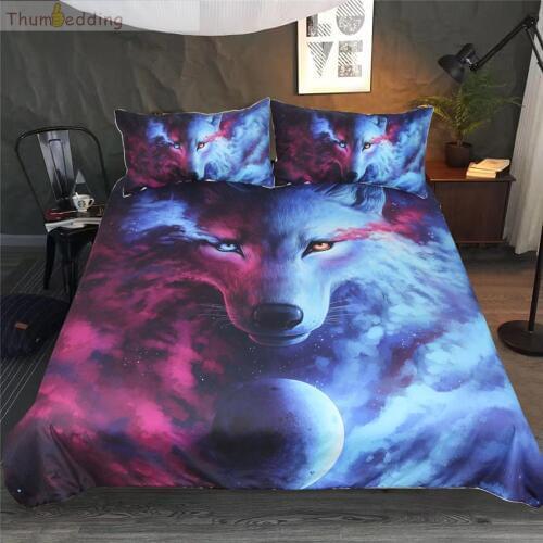 Thumbedding Angry Wolf Bedding Set King Size 3D Duvet Cover Set Queen Twin Full Single Double Bed Set with Pillowcase 3pcs