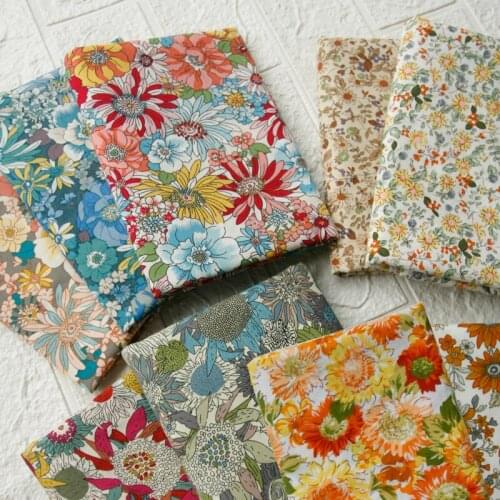 French Sunflower Poplin Cotton Fabric Summer Childrens Wear Breathable Dress Fabric Patchwork Material 50x140cm