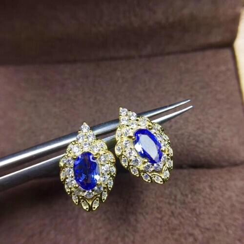 Best Gift Natural Real Tanzanite Earring Natural And Real 925 sterling silver Tanzanite Earring