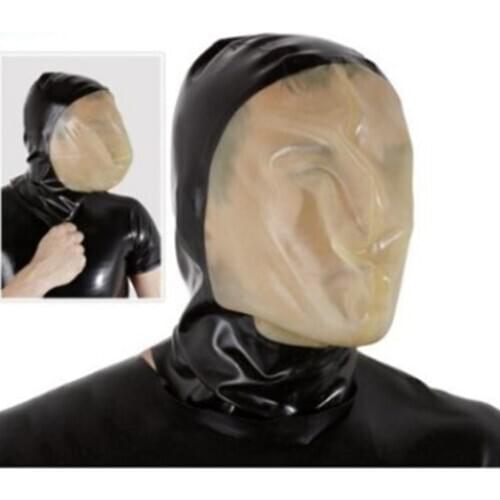 100% Latex Hood Mask Rubber Vacuum Mask with Zip and without zip for Party