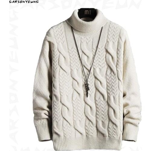 2021 Winter New Men Turtleneck Pullover Sweater Mens Fashion Solid Color Thick and Warm Bottoming Shirt Knitting Sweater Male