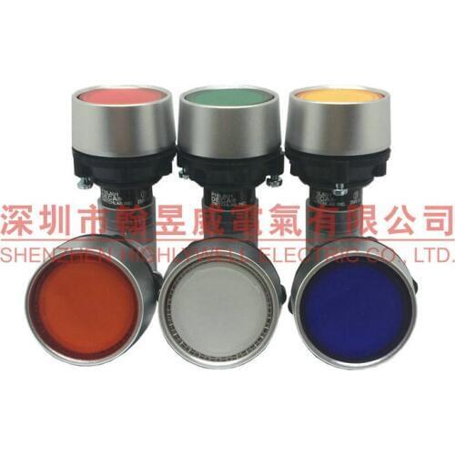 Original new 100% import P16LMU2 22MM waterproof reset button switch with lamp P16LMU2-1AB metal ring