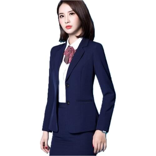 Plus Size Korean Suit Women Two Piece Set 2021 Spring Autumn Professional Office Women Suits Blue Blazer Trouser Costume Femme