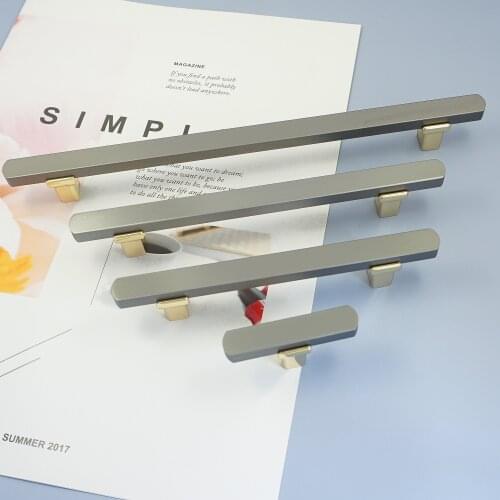 3.78'' 5'' European Simple Furniture Handles Cabinet Pulls Zinc Alloy Drawer Wardrobe Handle Fashion Gray Kitchen Cupboard Knob