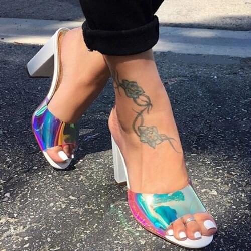 Hot Sale New Summer Women Shoes Open Toe High Heels Sandals Fashion Solid Color Outdoor Slippers Plus Size 42